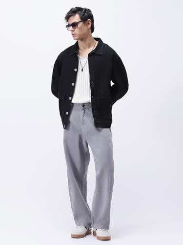 Image of Urbano Fashion Men's Relaxed Fit Full Sleeve Utility Denim Jacket