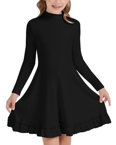 WOWENY Mädchen Kleid Warm Langarm Herbstkleid Rollkragen...