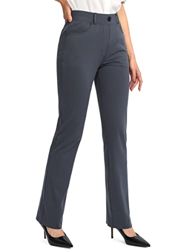 Women's Yoga Dress Pants 28'/30'/32'/34' Stretchy Work Slacks Business Casual Pants for Women Straight Leg Trousers Charcoal