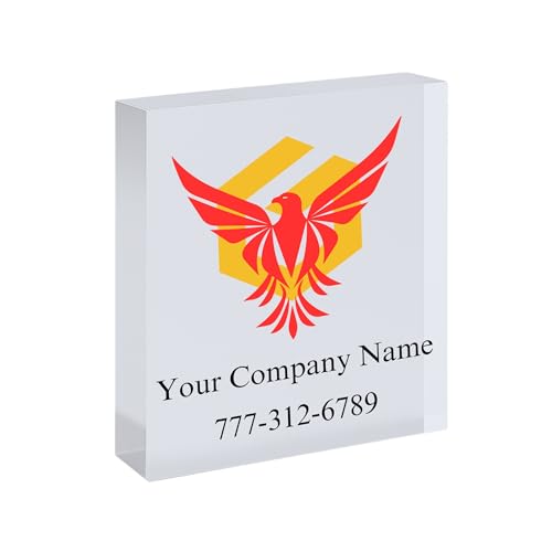 Personalized Acrylic Company Sign Table Top Block Logo Sign Custom Desk Sign for Company Branding Professional Office Decor, Valentines Day