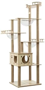 Amazon | Yilucess 猫タワー キャットタワー 360°透明宇宙船 猫 爪とぎ