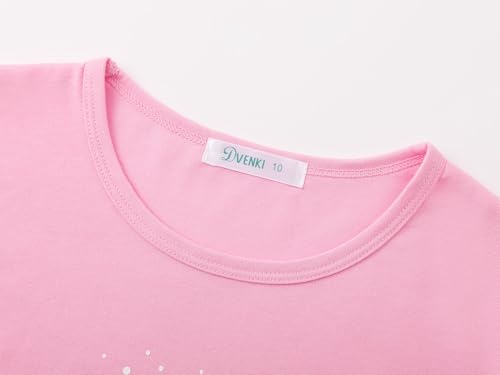 Image of Dvenki Girls Graphic Short Sleeve Crewneck T-Shirt Sizes 6-18 | breathable soft cotton blend, cute graphic prints, summer little and big girls tee, ideal casual wear for school, daily