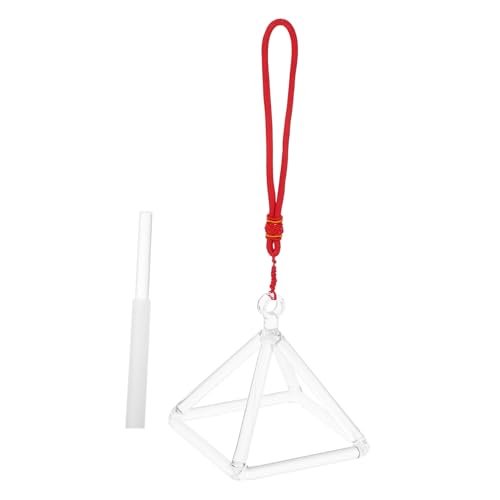 BESPORTBLE Pirámide Cantante de Cuarzo con Tonos Claros y Armónicos con Mazo de 4 Pulgadas Instrumento de Terapia de Sonido para Meditación y Espacios de Relajación