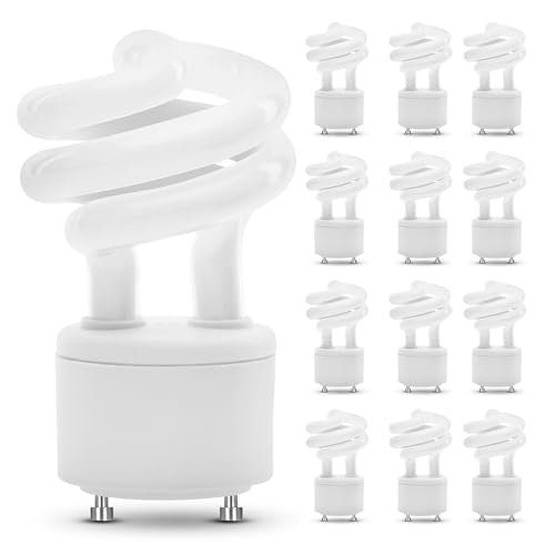 Image of Feit Electric 60W Equivalent CFL Twist Light Bulb on GU24 Base, Non-Dimmable, 900 Lumens, 10K Life Hours, 2700K Soft White, 12 Pack - BPESL13T /GU24 /12
