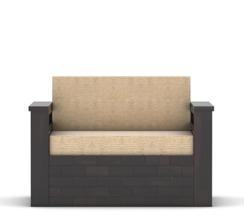Image of Solid Sheesham Wood Sofa Cums Bed with Mattress & Storage | Rosewood Convertible Sofa Bed for Living Room & Bedroom (A-Walnut, 2 Seater)