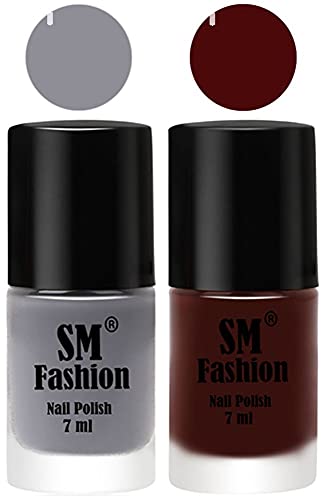 Image of Long Lasting Nail Polish | Nail Paint Combo 7 ml Each) - Set of 2 Gray-Wine