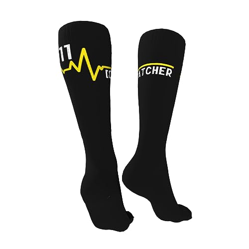 911 Dispatcher Heartbeat Thin Gold Line Knee High Socks For Women Long Tube Socks Athletic Compression Socks Unisex High Socks Girls2