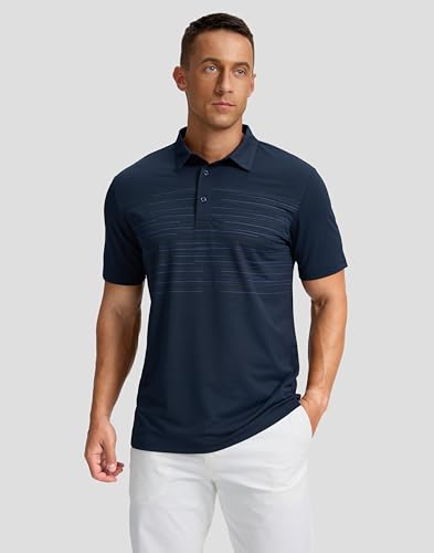 Image of Men's Golf Shirts Dry Fit Moisture Wicking Performance Short Sleeve Collared Polo Shirts for Casual Athletic Business
