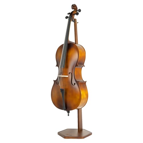 Wooden Cello Stand with Bow Holder,Heavy-Duty Floor-Standing Display Stand