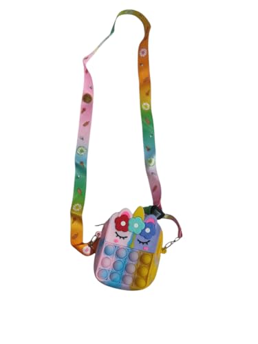 Bolsa Infantil Unicórnio Pop It Sensorial de Silicone, Multicolorida