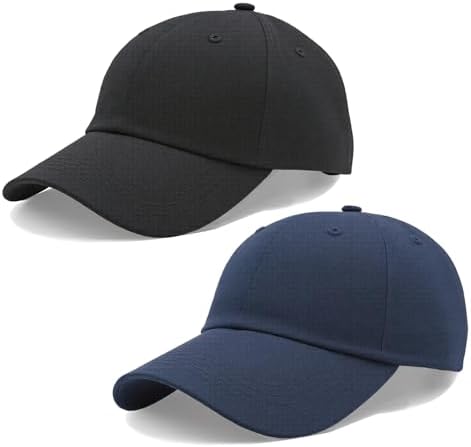 2 Pack Baseball Cap for Men Women, Adjustable Plain Golf Dad Hats...