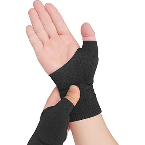 YUNYILAN 2pcs Thumb Compression Arthritis Gloves, Wrist Support Brace Elastic Glove with Gel Thumb Injury Pads for Arthritis, Joint Pain, Tendonitis, Sprains (Black) Cover