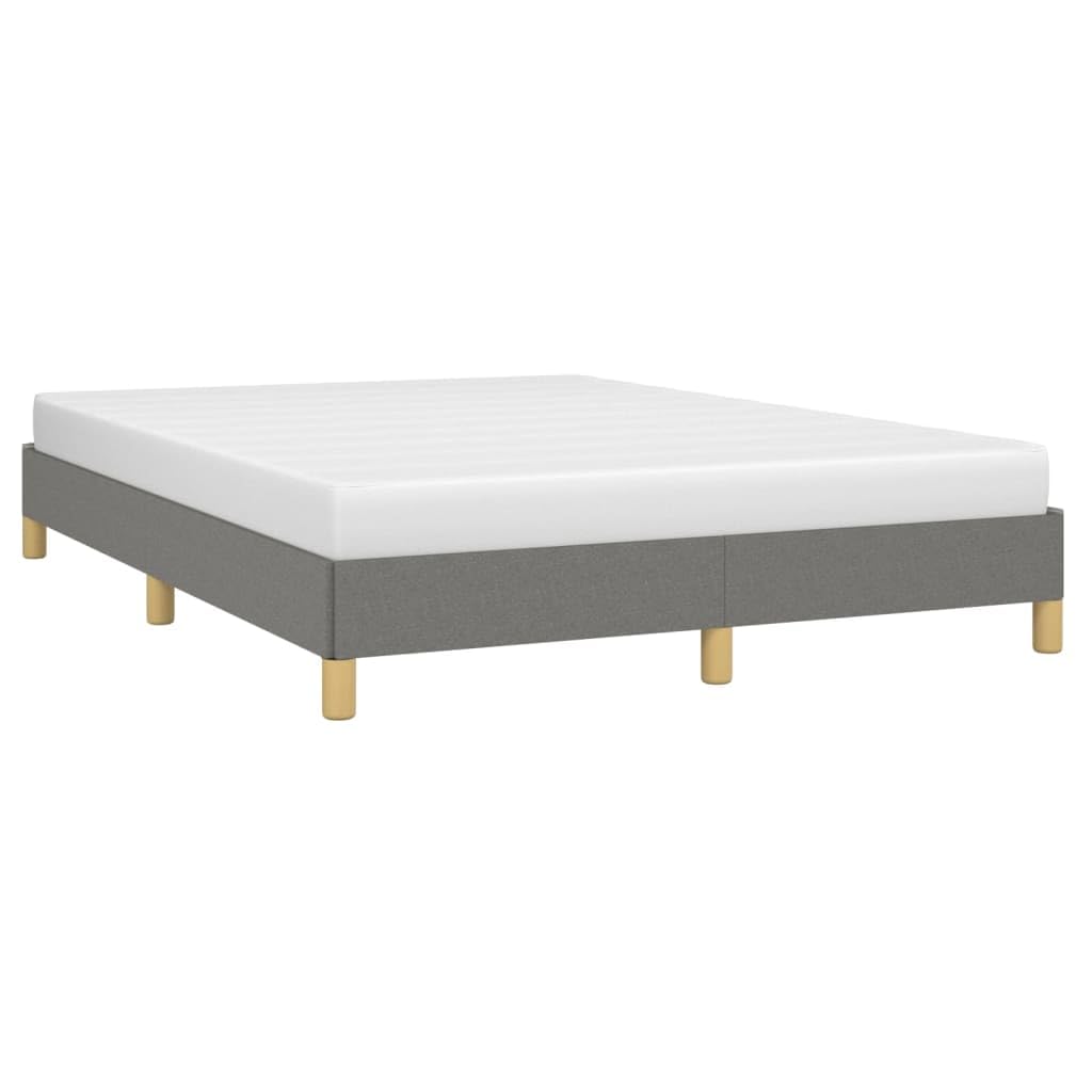 vidaXL Estructura de Cama Matrimonial Somier Tapizado Dormitorio Base Habitación Muebles Mobiliario Cuarto Descanso de Tela Gris Oscuro 140x200 cm
