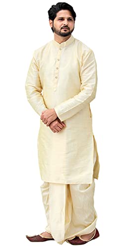 Image of Om Shubh Mangalam Men's Silk Ethnic Wear Dhoti Kurta Set For Wedding