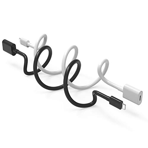 EMATETEK Cable Extension Cord Female to Male Transfer Video Audio Music Data and Power Charge. 2PCS 1Foot Female to Male Extender Cable Connector Cord Made of White or Balck PVC. - Thumbnail 3