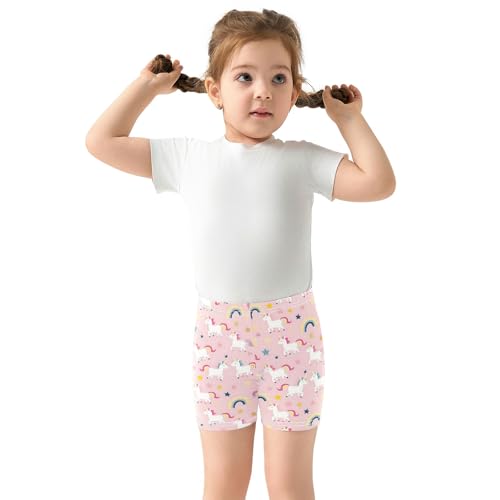 Cute Unicorns Pink Prints Girls Shorts Elastic Waist Sports Shorts Girls Leggings Pants for 4-10 Years3