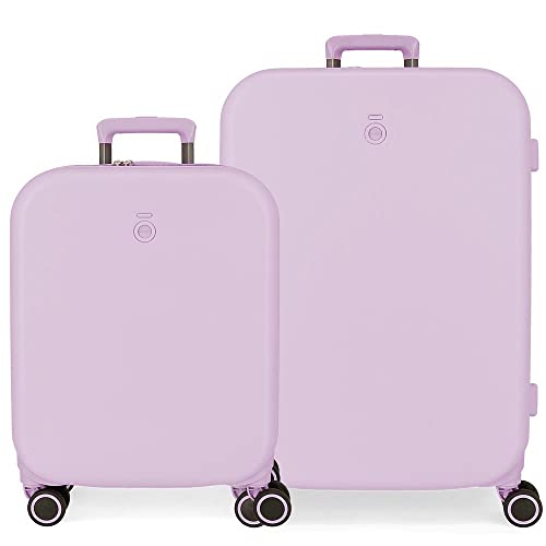 Enso Annie Violet Valise Set 55/70 cm ABS Rigide Serrure TSA Intégrée 116L 7.54 kg 4 Double Roues Bagage à Main