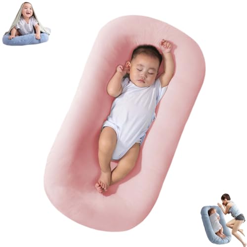 HEOLIEN Baby Lounger 0-24 Months, Baby Lounger for Newborn, Newborn Lounger Nest Sleeper Bed, Soft Breathable Lounger Pillow for Infants (Pink)
