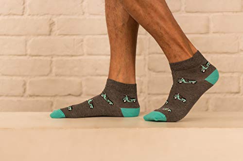 Image of Mint & Oak Men Ankle Socks, Printed Funky Socks, Cotton Unisex Ankle Length Sock, Odour Free Socks - Pack of 1