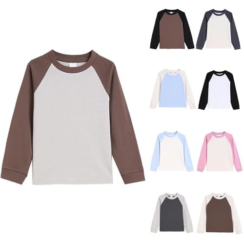 Toddler Girls Color Block T-Shirts Kids Comfy Cotton Raglan Casual Top Boys Crewneck Basic Long Sleeve Tees for 1-15 Years2