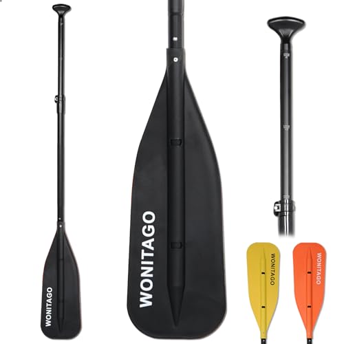 LINGVUM Canoe Paddle with Aluminum Shaft and PP Blade, Adjustable Paddle for Canoeing, Boating and Rafting, 4-5 Ft (122-152 cm), Black