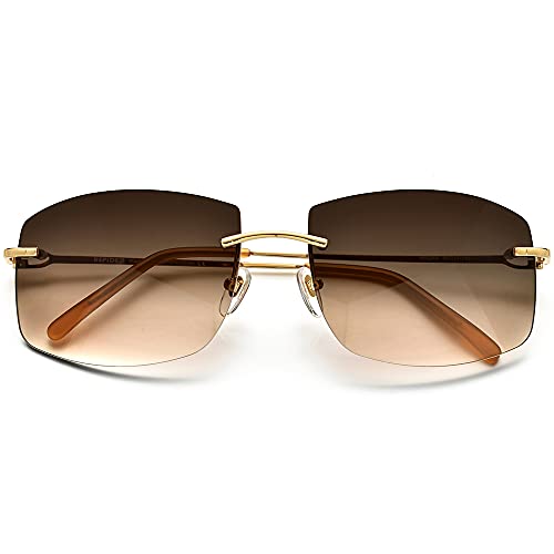 Image of HEPIDEM Rimless Rectangle UV400 Oversize Square Sunglasses for Men with Nylon Lens