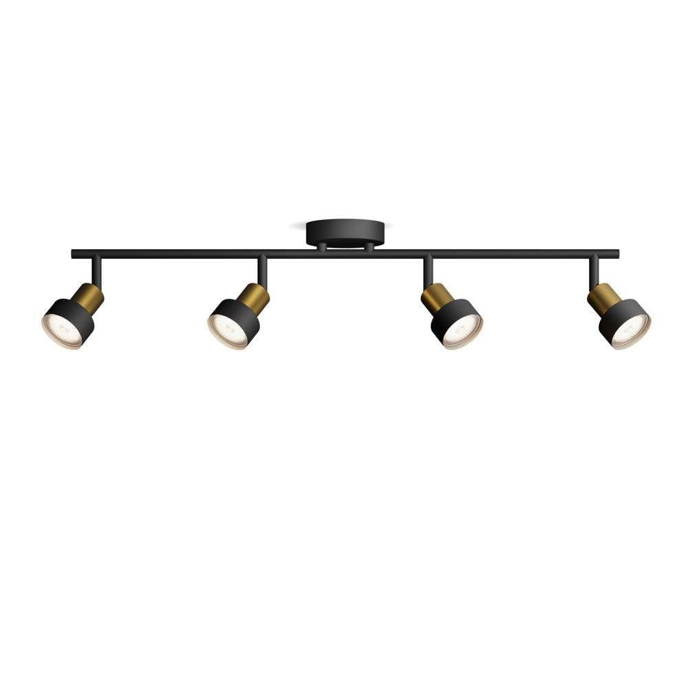 Philips Conduit Spot 4 têtes, GU10 non inclus, Laiton, IP20