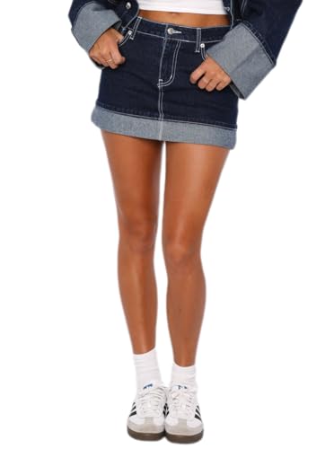 Just Quella Navy Blue Denim Skirts for Women (US 12-14)