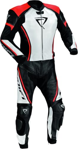 Difi Suzuka Tuta in pelle da moto a due pezzi, nero/bianco/rosso, 50