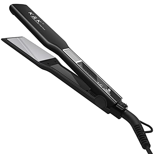 1.75 Inch Extra Large Nano Titanium Flat Iron for Hair Professional Ceramic Tourmaline Straight Ahead Salon Hair Straightener Women with 3D Floating Plates 450 Degree Flat Iron Hair Tools