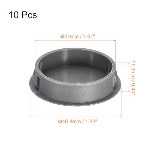 Image of uxcell 41mm /1.61 inch Plastic Hole Plugs, 10Pcs Flush Type Panel Round Snap in Fastener Knockout Locking Plugs for Furniture Insert End Caps Panels, Grey