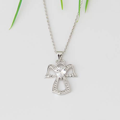 Wusuaned Guardian Angel Pendant Necklace Zircon Heart Jewelry For Women Girls (Guardian Angel Necklace) #TOP2