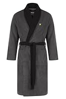 Lyle & Scott Men's Dressing Gown | Soft Terry Cloth | Medium Length, 9787 Granite Grey/Black, M Tall