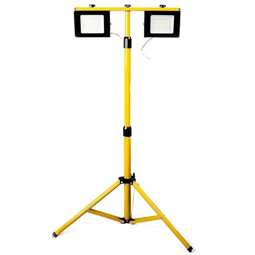 LeClubLED Projecteur LED de Chantier 2x30W Etanches IP 54 avec Trépied - Blanc Naturel 4000K - 5300lm