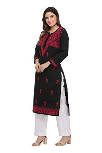 Image of Ada Hand Embroidered Lucknowi Chikankari Cotton Kurta for Women A341075
