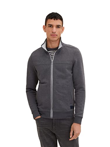 TOM TAILOR Herren 1037049 Sweatjacke Mit Stehkragen, 11086 - Dark Grey...