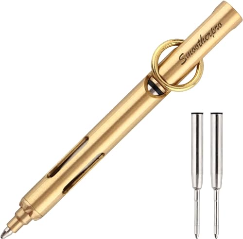 SMOOTHERPRO Solid Brass Ballpoint Pen Mini Lightweight Pen for Pocket Business Signature Color Natural (MN01N)