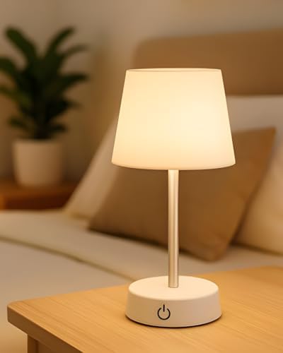 Abajur de Mesa LED Recarregável Touch Sem Fio | Luz Amarela Regul...