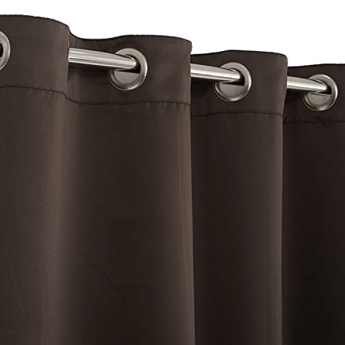 Image of Swayam 100% Blackout Polyester Window Curtain for Living Room & Bedroom | 5 Feet | Room Darkening Curtain with Eyelets | Pack of 2 | Solid Design - Dark Brown
