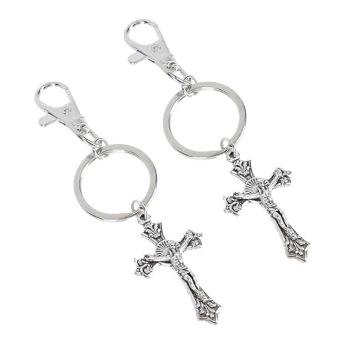 SUPVOX 6 Piezas Llavero Cruz de Hierro y Plata, Colgante para Bolso, Obsequio Comunión y Decoración Navidad