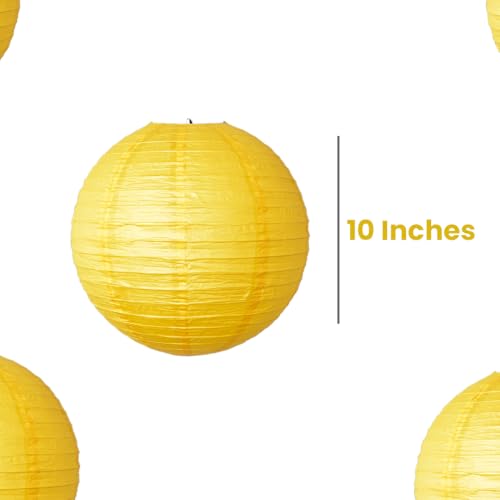 Image of Wanna Party 10 inch Yellow Round Paper Lanterns Decorative Hanging Chinese Japanese Paper Lanterns Lamp for Birthday Halloween Wedding Baby Bridal Shower Fall Home Decor Party Decoration