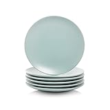 10 Strawberry Street Wazee Matte 8.25" Coupe Salad Plate, Set of 6, Mineral Blue