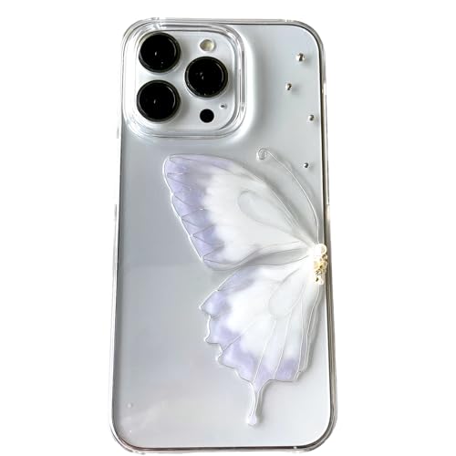 【Iphone15】金の蝶のデザインのハードケース　シルバー 319HyLwcdAL.jpg