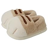 LRYAOAN Cat paw slippers Slipper Men's and women's slippers Indoor and outdoor cotton shoes Plush slippers Non slip slippers Cute slippers Warm slippers (khaki, Adult, Women, 8.5, Numeric Range, US Footwear Size System, 9, Medium)