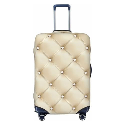 Beige Diamond Pattern Elastic Travel Luggage Covers Dustproof Scratch-Resistant Suitcase Protector Fit 22-24 Inch