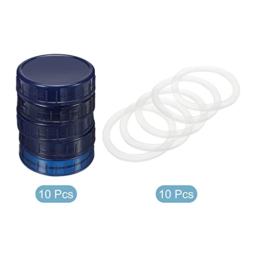 PATIKIL 70mm / 2-3/4" Regular Mouth Plastic Mason Jar Lids, 1Set/10 Pack Canning Jars Caps with Silicone Sealing Ring for Kitchen Storage, Sapphire Blue - Image 2