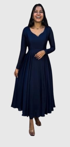 Image of Women's Ethnic Anarkali Kurta Set | Premium Vichitra Silk Gown with Printed Mayura Silk Kalamkari Dupatta Brown