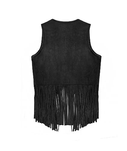 Women Vintage Western Fringe Vest Cowboy Cowgirl Clothes 70s Hippie Vest Tassel Country Concert Fringe Tops Shirts3