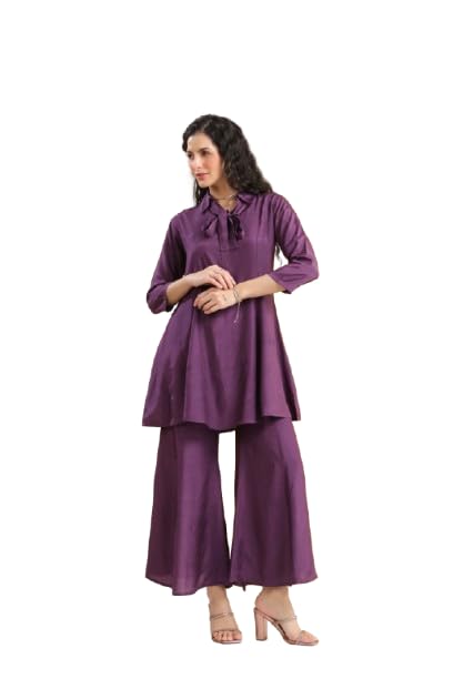 jisora Women's Purple Solid Russian Silk Co-ord Set-picture-24