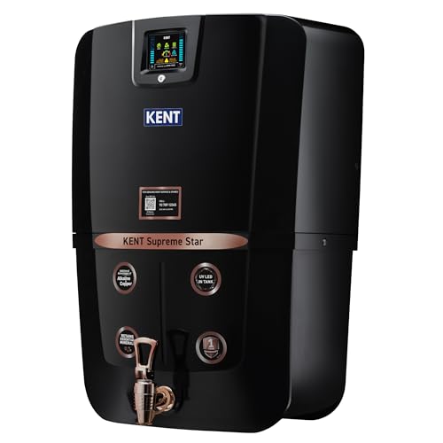 Image of KENT Supreme Star RO Water Purifier | Advanced RO Tech for Sabse Shudh Paani | RO+UV+UF+TDS Control+Alkaline+Copper+UV in Tank | Auto Flush|9L|20 LPH| Ideal For Borewell /Tanker /Municipal Water |Black